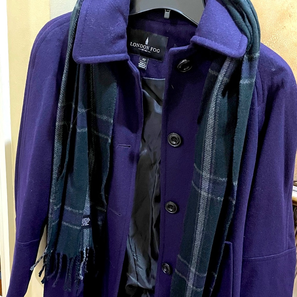 London fog coat with scarf